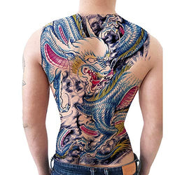 Colorful Dragon Full Back Tattoo - temporary waterproof and durable