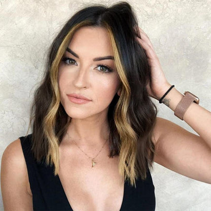 Middle Part Synthetic Shoulder Length 14 Inch Colorful Heat Resistant Fiber Wig