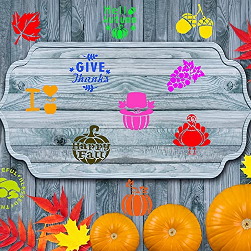 Cookie Stencils, 20 Pack Happy Fall Give Thanks Autumn Template Stencils for Baking Cake Coffee DIY Painting Craft Party Favors Supplies