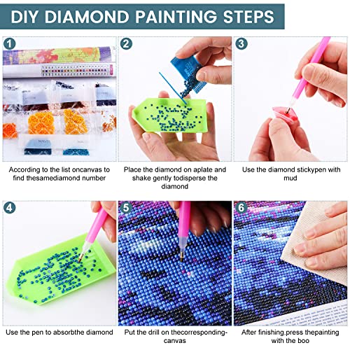 9 Pack DIY 5D Diamond Painting Kits for Adults Moon Full Drill Diamond Art Painting for Home Wall Decor(Canvas 12X12In)