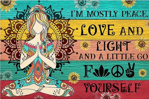 DIY Diamond Painting Yoga Position I am mostly Light and Love 5D Cross Stitch Full Round Diamond Embroidery Kits Home Decor 11.8 x 15.7 Inch