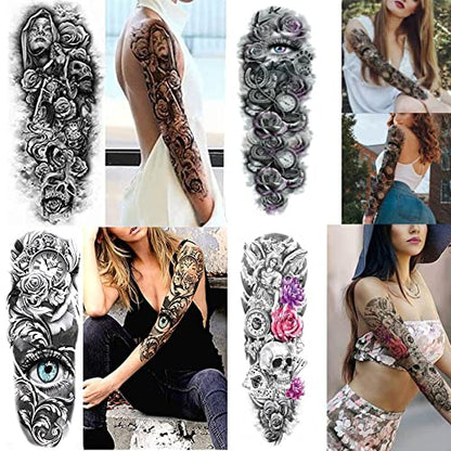 Temporary Tattoo Sleeves fake tattoos that look real and last long 12 Sheets