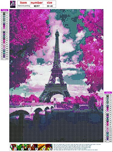 Eiffel Tower Paris at Dusk, 5D Full Drill Diamond Art, Round Diamond Painting Kit