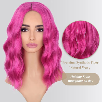 Middle Part Synthetic Shoulder Length 14 Inch Colorful Heat Resistant Fiber Wig