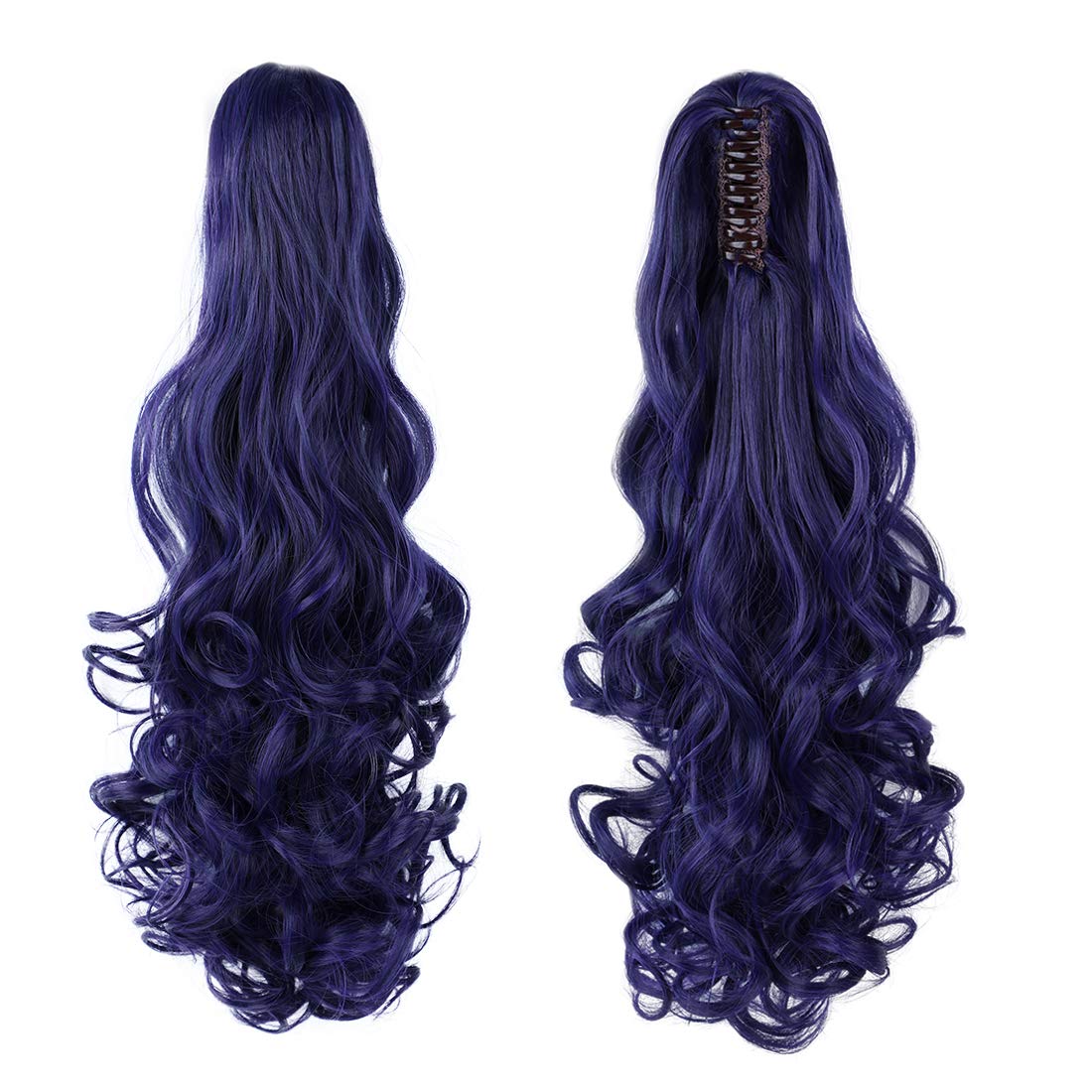 Two Tone Long Wave Curly Woman Claw Clip Ponytail Clip on/in Hair Extensions 21inch 55cm 100g
