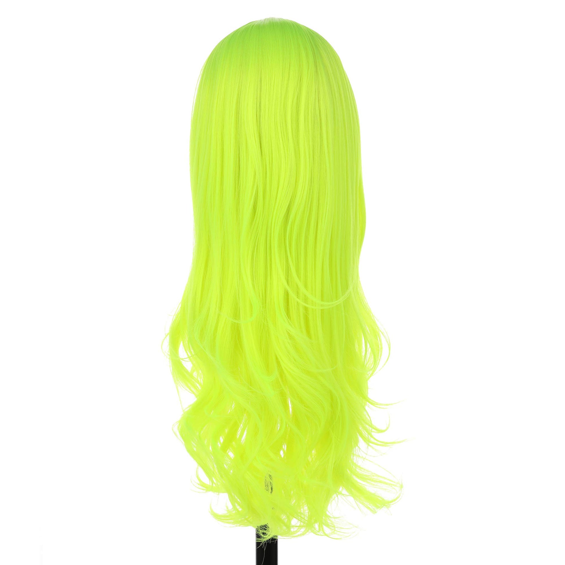 Fluorescent Green Synthetic Wigs for Women Soft Green Long Body Wave Hair Wig with Baby Hair Glueless Heat Resistant Fiber Hair for Cosplay Party Use 24inches