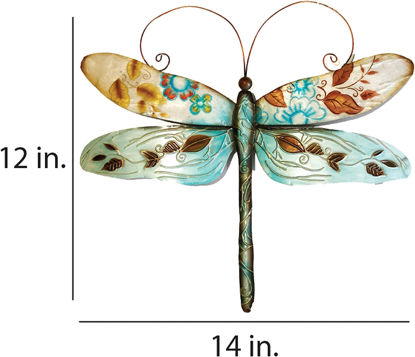 Dragonfly Wall Decor Peacock 14 Inches Length x 1 Inch Width x 12 Inches Height