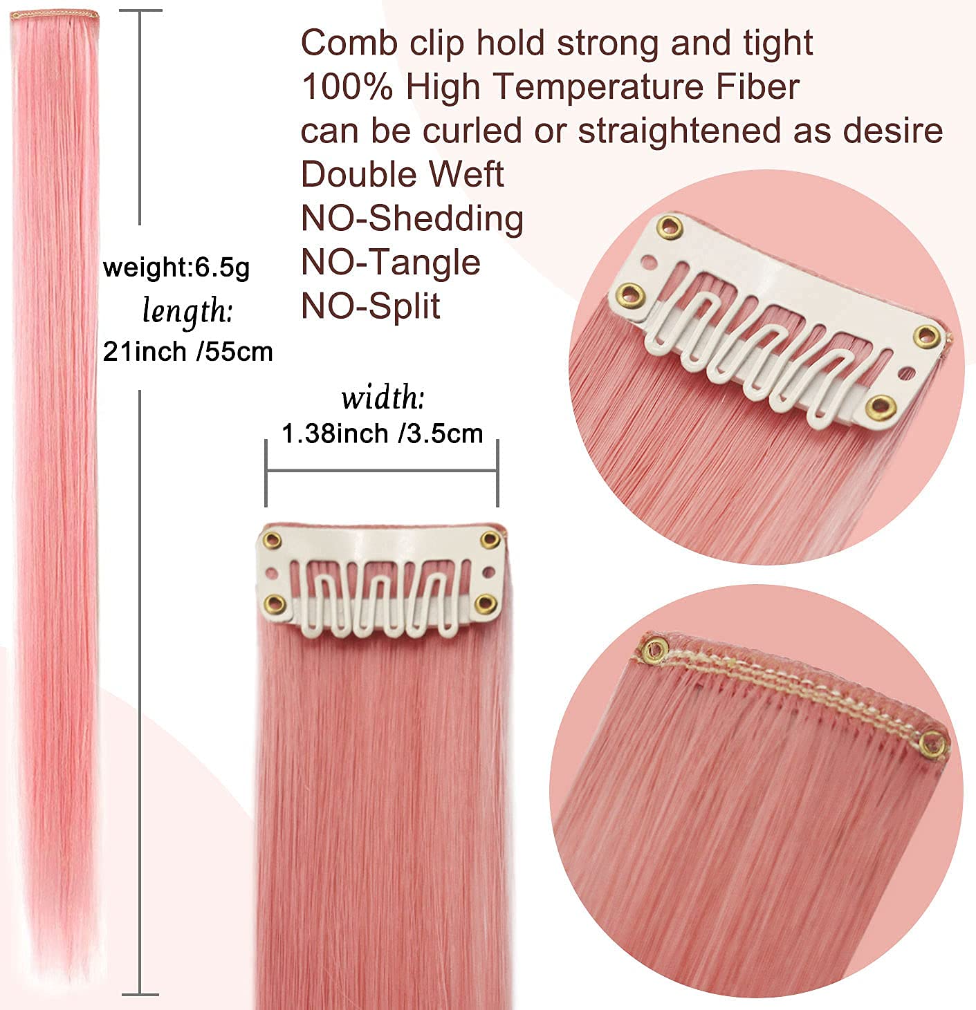 Princess Party Highlights Clip in 9 Piece Smoke Pink Hair Extensions
