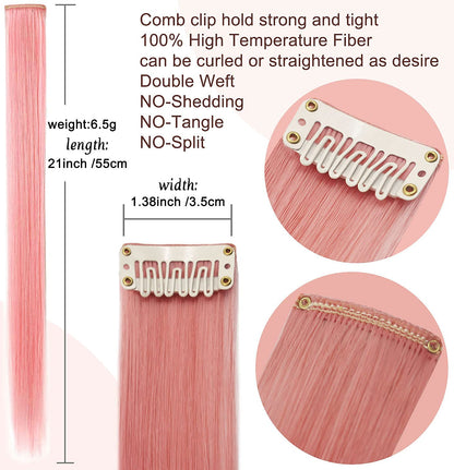 Princess Party Highlights Clip in 9 Piece Smoke Pink Hair Extensions