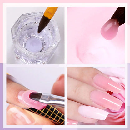 Acrylic Nail Kit - Glitter Acrylic Powder Set with Everything Professional Acrylic Nail Powder Set for Nails Supplies Acrylic Brushes Nail Tips Nail Art Decoration Tools DIY Nail Extension Kit for Starter