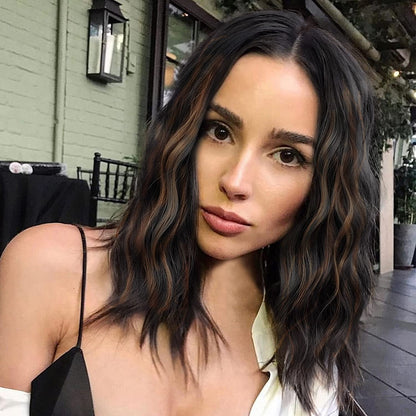 Middle Part Synthetic Shoulder Length 14 Inch Colorful Heat Resistant Fiber Wig