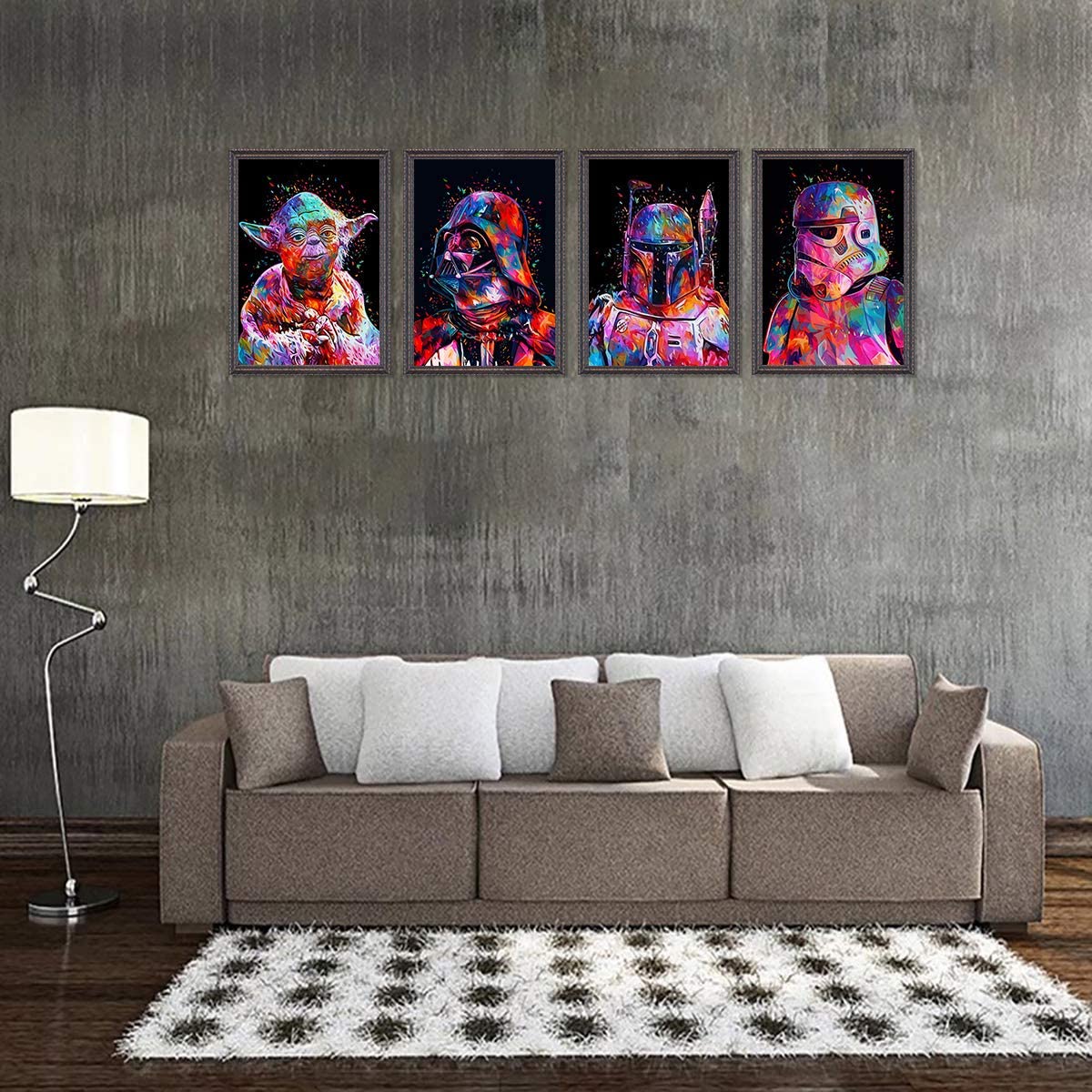 4 Pack 5D Full Drill Diamond Painting Kit, KISSBUTY DIY Star Fighter Diamond Rhinestone Painting Kits for Adults Beginner Animation Diamond Arts Craft Decor, 13.8 X 9.8 Inch