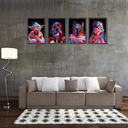 4 Pack 5D Full Drill Diamond Painting Kit, KISSBUTY DIY Star Fighter Diamond Rhinestone Painting Kits for Adults Beginner Animation Diamond Arts Craft Decor, 13.8 X 9.8 Inch