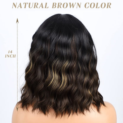 Middle Part Synthetic Shoulder Length 14 Inch Colorful Heat Resistant Fiber Wig