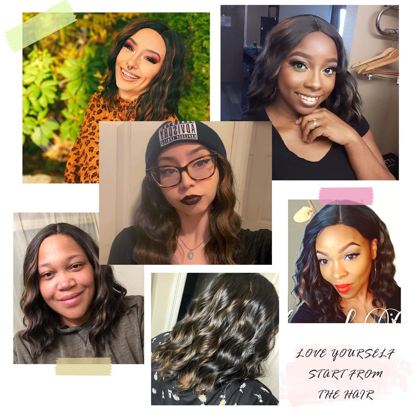 Middle Part Synthetic Shoulder Length 14 Inch Colorful Heat Resistant Fiber Wig