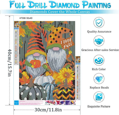 9 Pack Gnome Diamond Art Kits for Adults, DIY 5D Round Full Drill Crafts Diamond dotz Home Wall Decor Gifts (12x16inch)