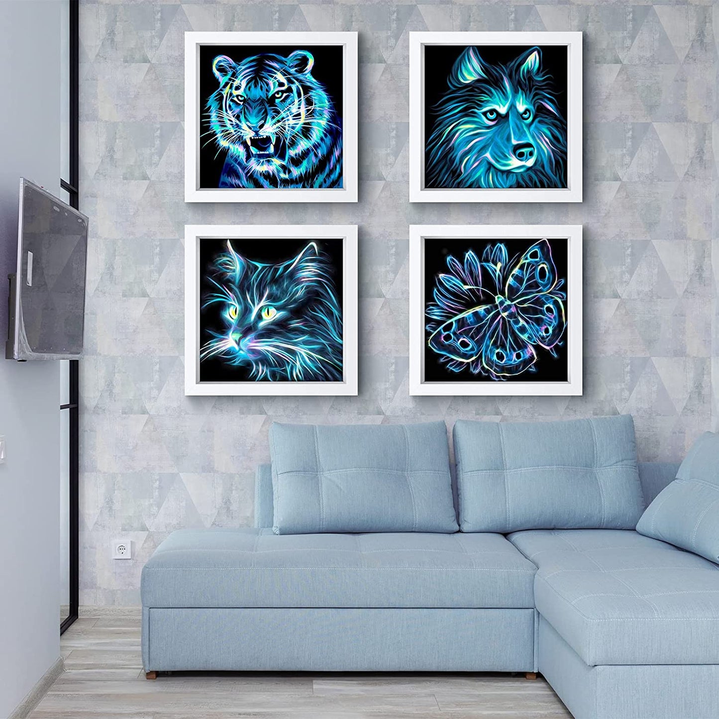 4 Pack Diamond Art Painting 5D Diamond Art Kits for Adults Full Drill Diamond DIY Painting by Numbers for Beginner for Home Decoration and Room Wall Decor（12 x 12 inch