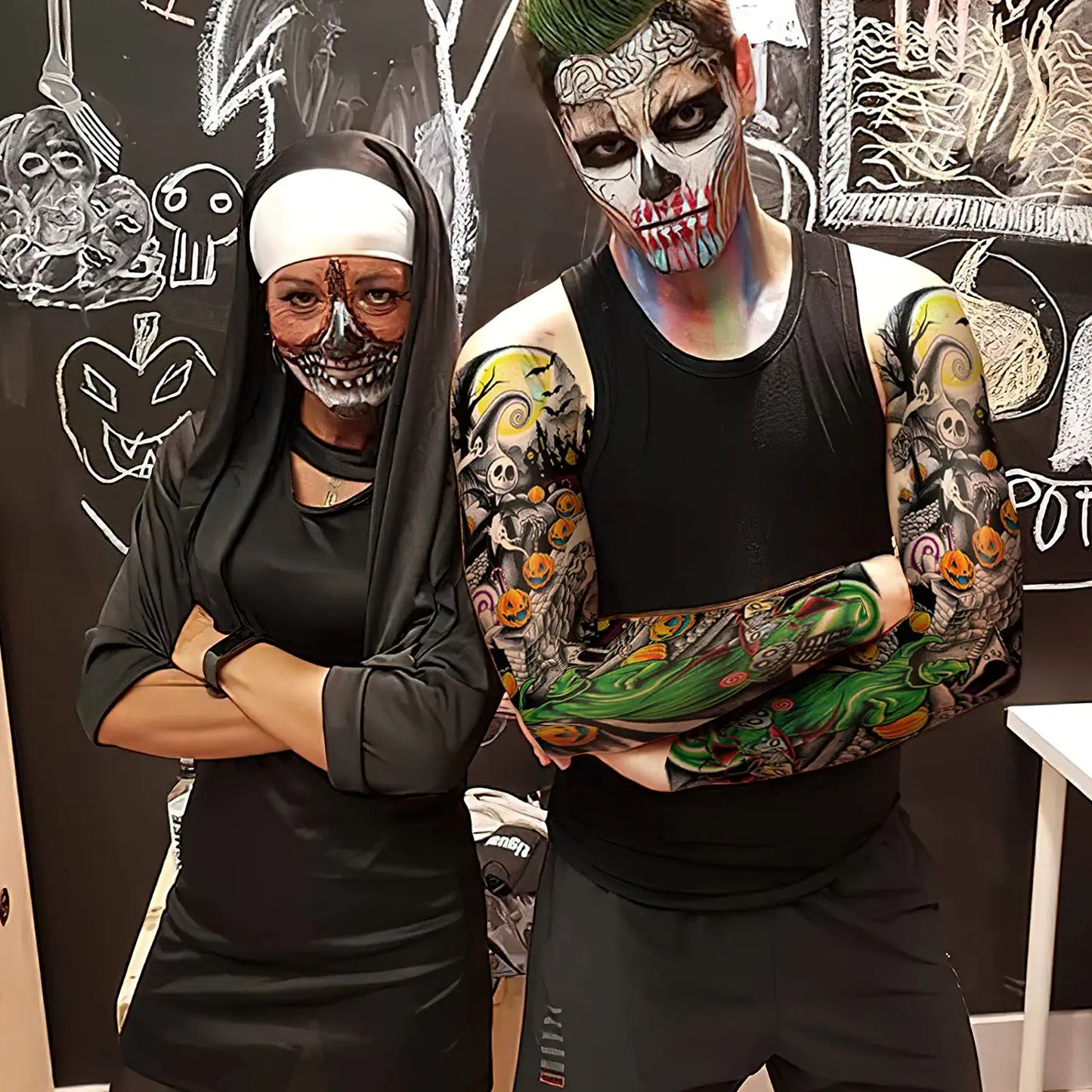 Nightmare Before Christmas Jack Skellington Large Full Arm Temporary Tattoo Fake Body Art Arm Tattoo