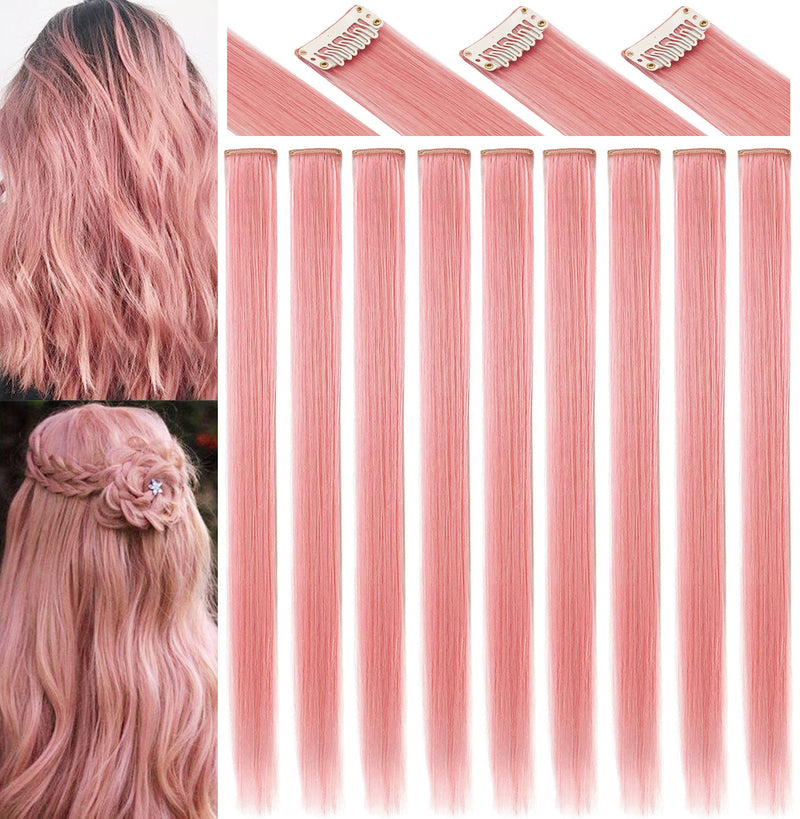Princess Party Highlights Clip in 9 Piece Smoke Pink Hair Extensions 
