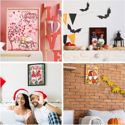 12 Pieces DIY Diamond Art Kits 5D Gnome Diamond Painting Kits for Adults Diamond Dots Paintings for Kid Parents Children Beginners, 12 x 16 Inch