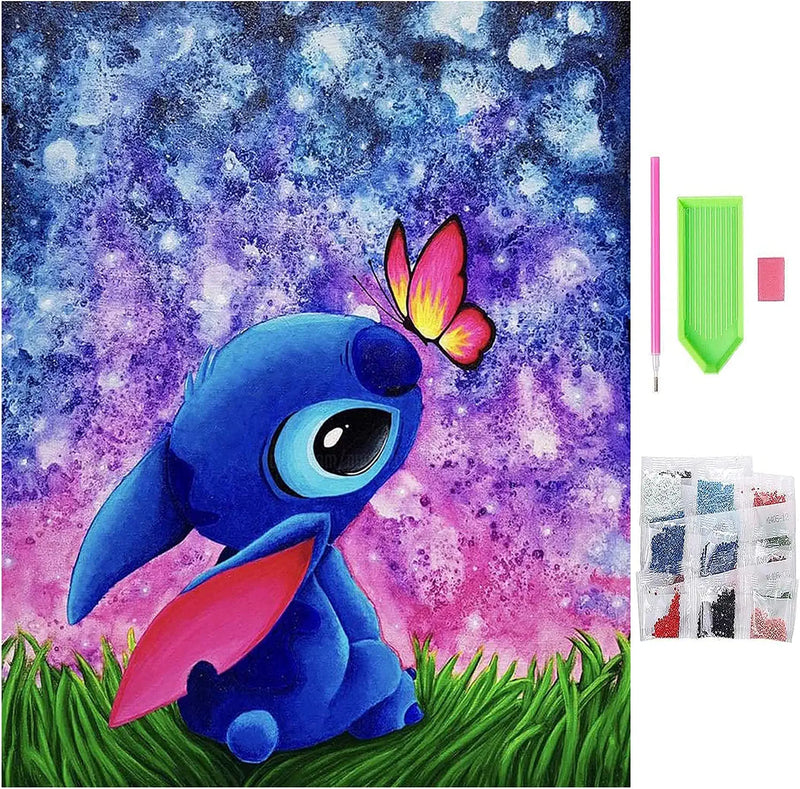 Stitch Diamond Painting Kits for Adults and Kids Canvas size : 12 x 16 inch 5D DIY Diamond Art Kits Round Full Drill Paint with Diamonds Crystal Rhinestone Cross Stitch