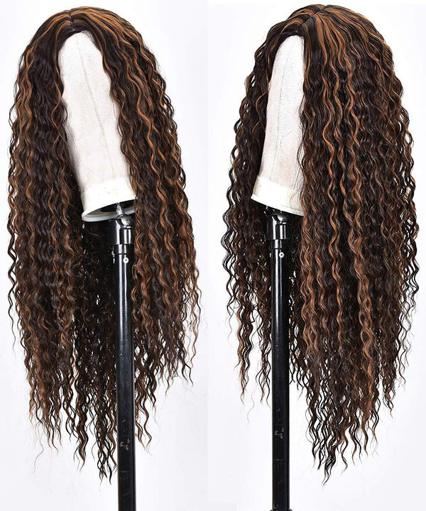 Long Curly Brown Kinky Natural Look Wig