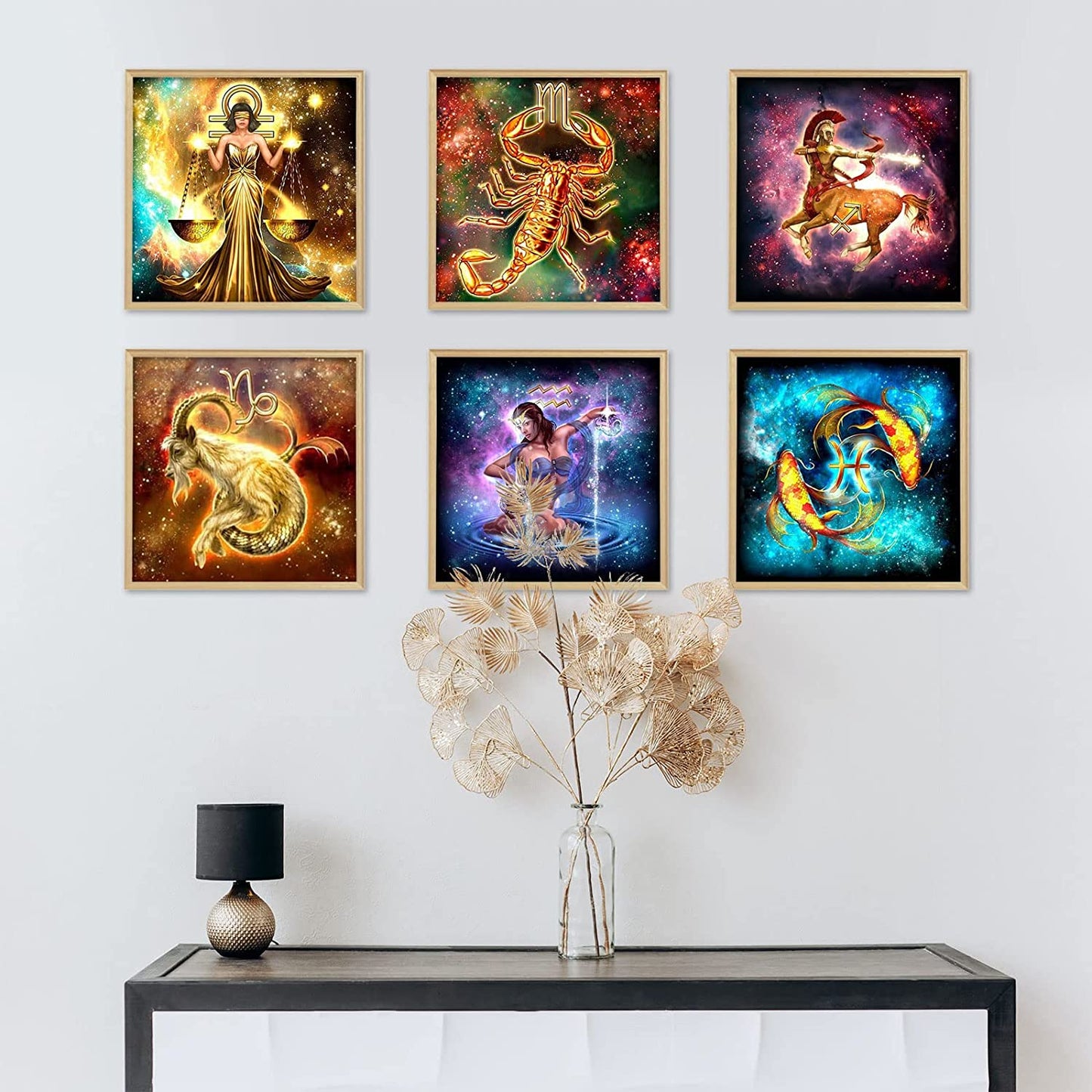 Cskunxia 12 Zodiac Diamond Painting Kits for Adults Diamond Dots Round Full Drill Diamond Art Painting for Crystal Home Wall Decor Gift (12 x 12 Inch)