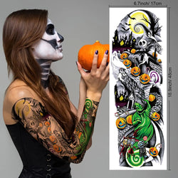 Nightmare Before Christmas Jack Skellington Large Full Arm Temporary Tattoo Fake Body Art Arm Tattoo