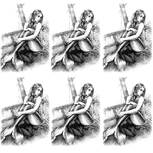 Mermaid Temporary Tattoos, 6-Sheet Large Fake Mermaid Half Arm Sleeve Tattoos Sticker Tumbler Tattoo for Adult Kids Parties Tumbler Makeup