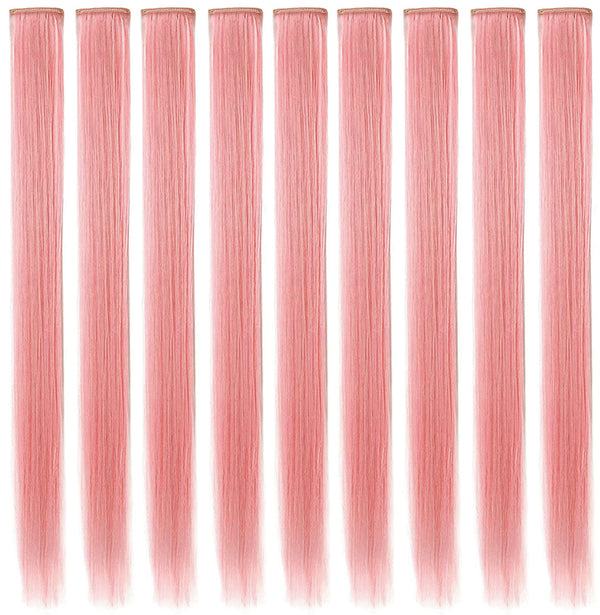 Princess Party Highlights Clip in 9 Piece Smoke Pink Hair Extensions