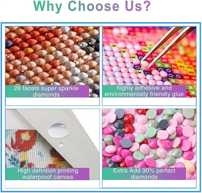 9 Pack Gnome Diamond Art Kits for Adults, DIY 5D Round Full Drill Crafts Diamond dotz Home Wall Decor Gifts (12x16inch)