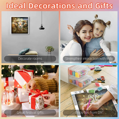 Cskunxia 12 Zodiac Diamond Painting Kits for Adults Diamond Dots Round Full Drill Diamond Art Painting for Crystal Home Wall Decor Gift (12 x 12 Inch)