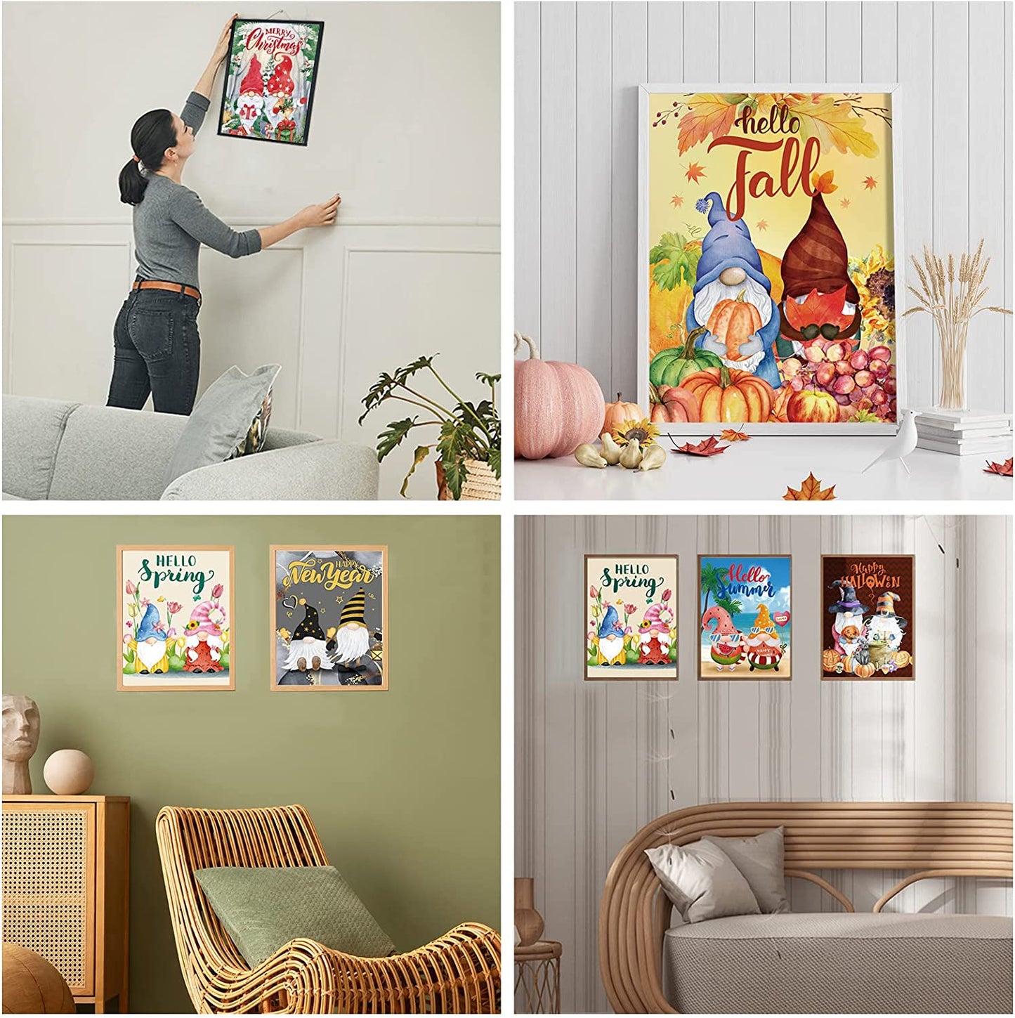 12 Pieces DIY Diamond Art Kits 5D Gnome Diamond Painting Kits for Adults Diamond Dots Paintings for Kid Parents Children Beginners, 12 x 16 Inch