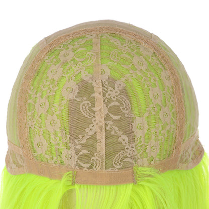 Fluorescent Green Synthetic Wigs for Women Soft Green Long Body Wave Hair Wig with Baby Hair Glueless Heat Resistant Fiber Hair for Cosplay Party Use 24 inches