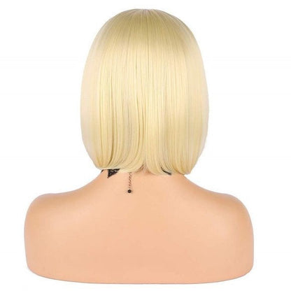 Blonde Short Bob Straight Flat Air Bangs