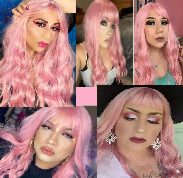 Trendy Wigs Gorgeous Fashion Goddess Pink Wig with Bangs