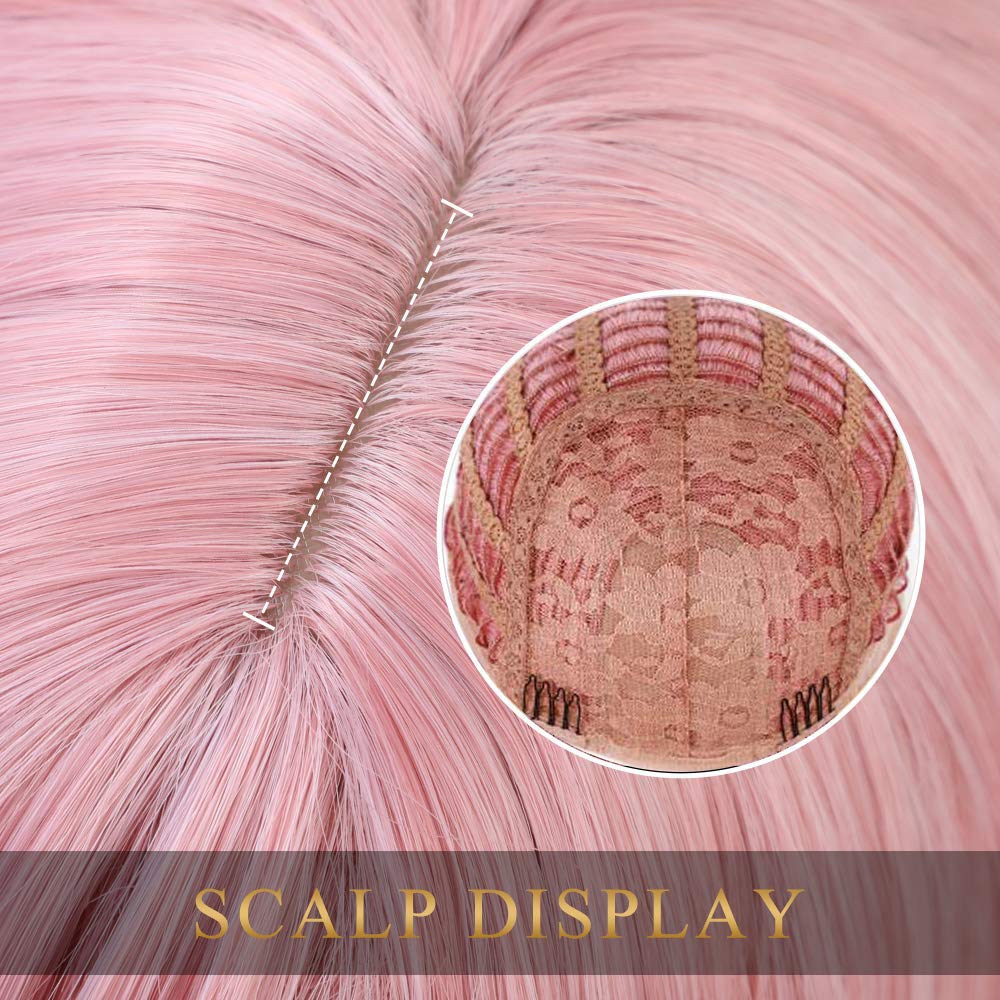 Trendy Wigs Gorgeous Fashion Goddess Pink Wig with Bangs