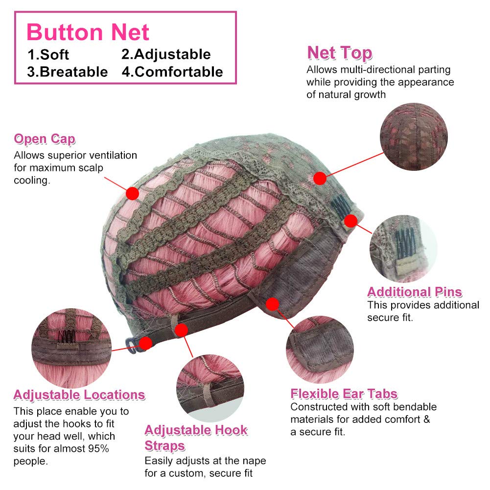 Trendy Wigs Gorgeous Fashion Goddess Pink Wig with Bangs