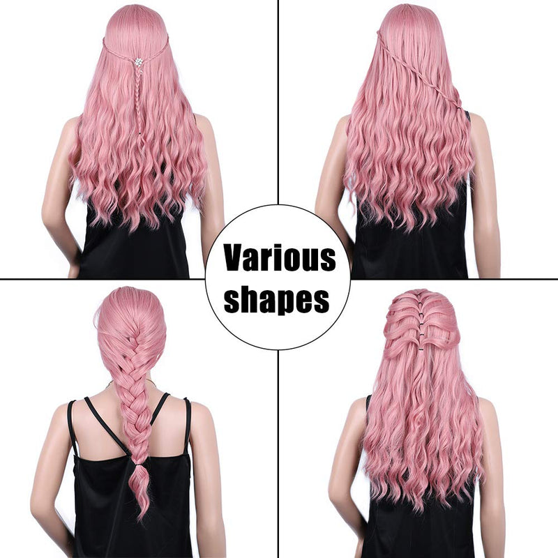 Trendy Wigs Gorgeous Fashion Goddess Pink Wig with Bangs