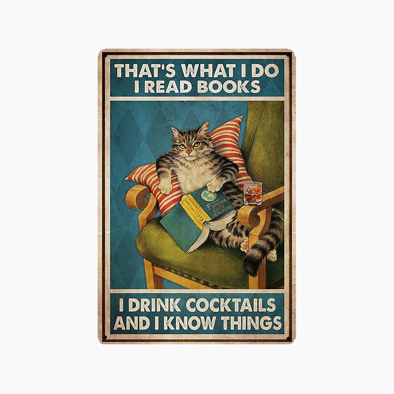 Cat Poster Vintage Tin Metal Sign Bar Club Cafe Garage Wall Décor Farm Décor Art