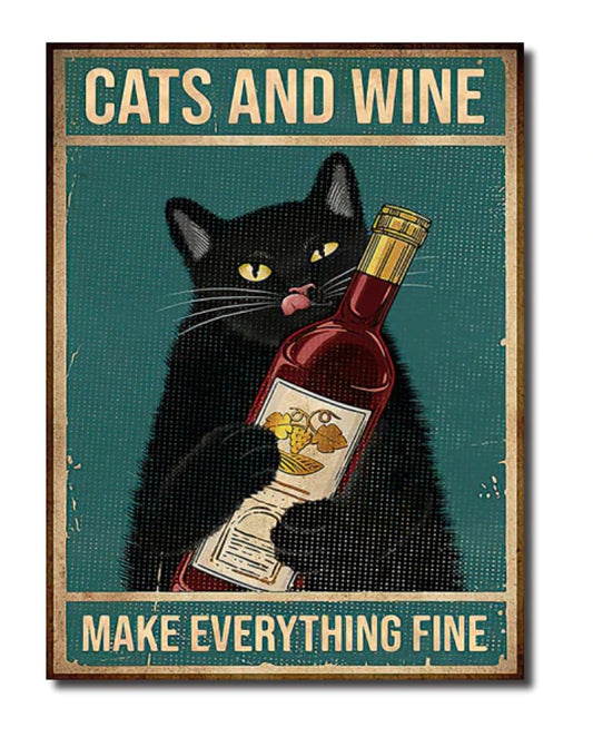 Cat Poster Vintage Tin Metal Sign Bar Club Cafe Garage Wall Décor Farm Décor Art