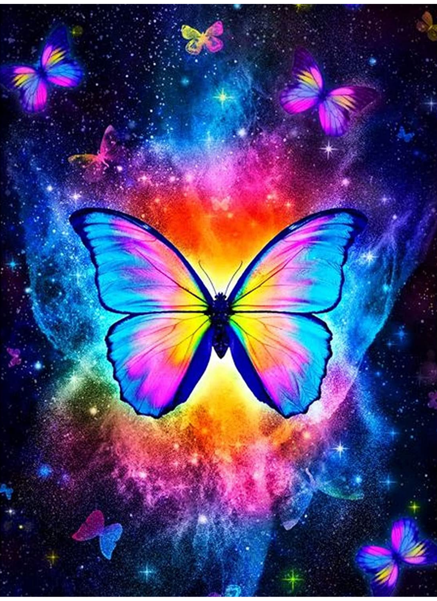 Neon Rainbow Butterfly | Cut Out Design | Resizable Printable PNG, PDF, JPG | Instant Digital File Download