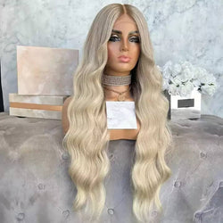 Custom Lace Front European Blonde Ombre Loose Wave Human Hair Wigs