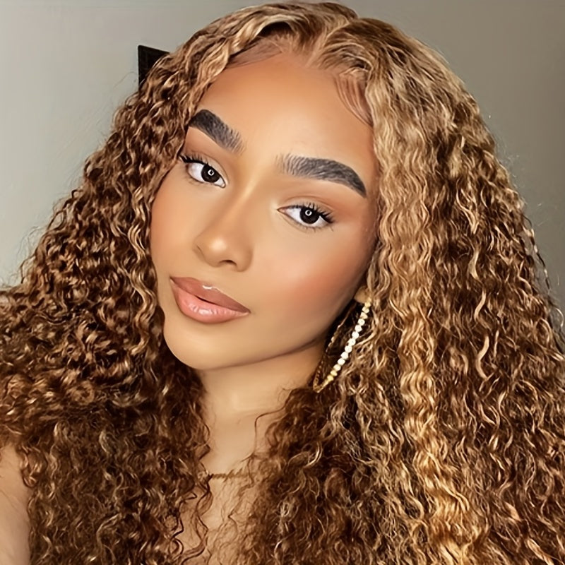 Gorgeous 180% Density 13x4 Lace Front Human Hair Wig - Transform Your Look with Honey Blonde Ombre Curls!