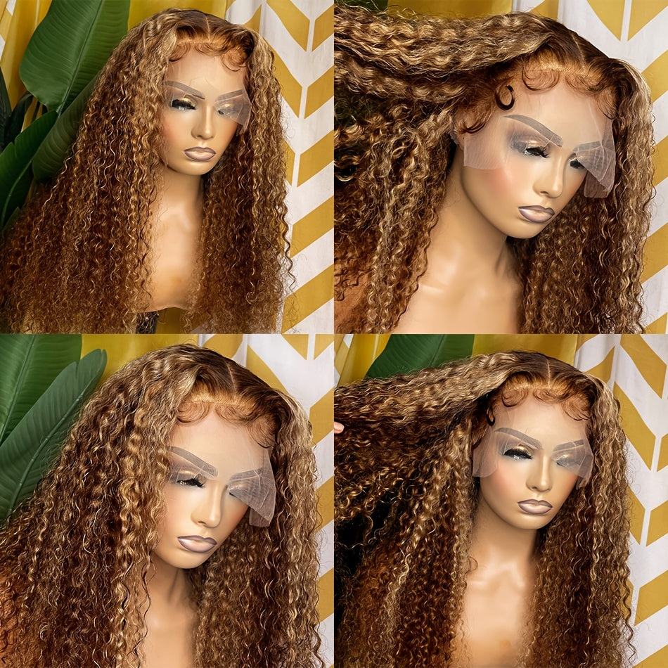 Gorgeous 180% Density 13x4 Lace Front Human Hair Wig - Transform Your Look with Honey Blonde Ombre Curls!