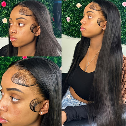 Brazilian Long Straight Human Hair Wigs 13x4 Lace Front Wig For Women Real Hair Frontal Closure Wig Pre Plucked 13-32 Inches