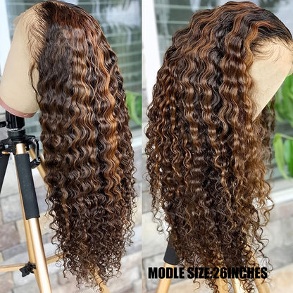 Gorgeous 180% Density 13x4 Lace Front Human Hair Wig - Transform Your Look with Honey Blonde Ombre Curls!