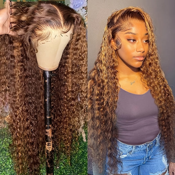 Gorgeous 180% Density 13x4 Lace Front Human Hair Wig - Transform Your Look with Honey Blonde Ombre Curls!