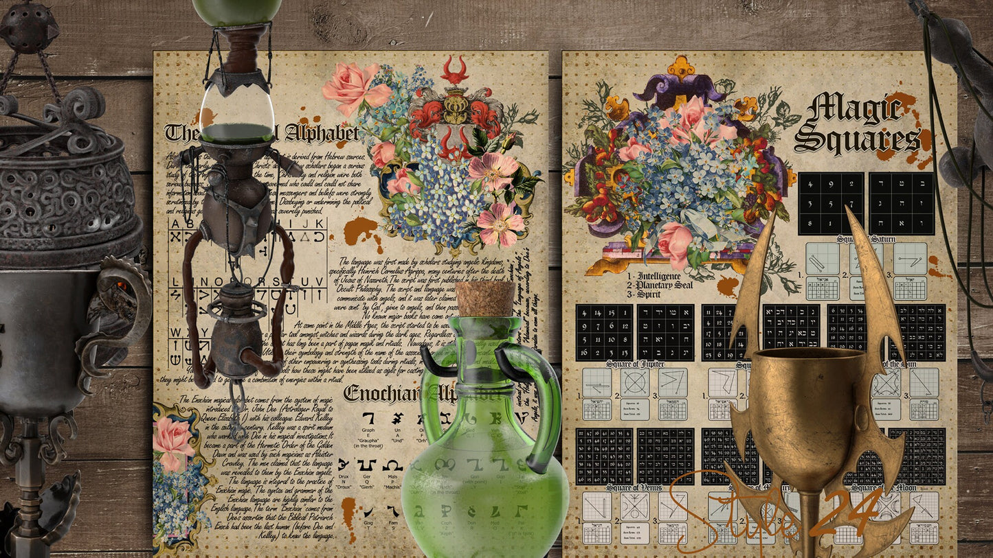 Book of Shadows No 4 Printable pages of Signs Symbols Magical Alphabets Spiritual Symbolism Printable BOS Sheets Wiccan Witchcraft