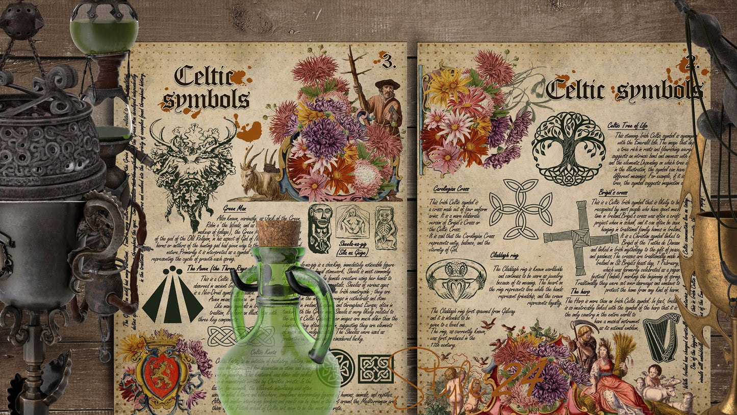 Book of Shadows No 5 Printable pages of Signs Symbols Celtic Spiritual Symbolism Printable BOS Wiccan Witchcraft Druid Symbols